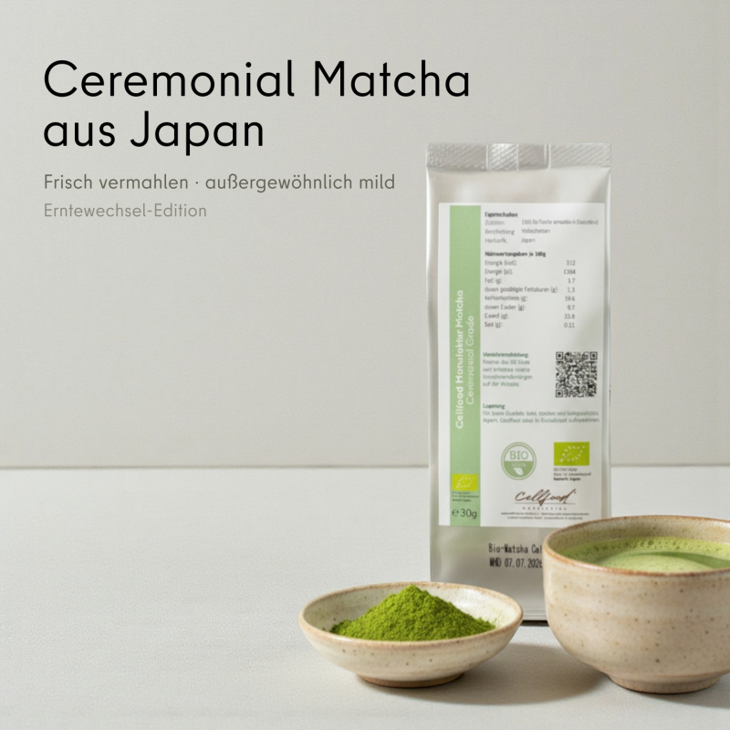 Bio Ceremonial Matcha aus Japan – Premium Matcha Tee – Erntewechsel Edition 30 g