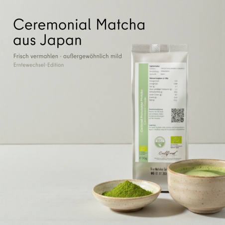 Bio Ceremonial Matcha aus Japan – Premium Matcha Tee – Erntewechsel Edition 30 g